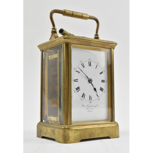 19 - Charles Frodsham & Co., Paris - a late 19th / early 20th century brass carriage clock in leather... 