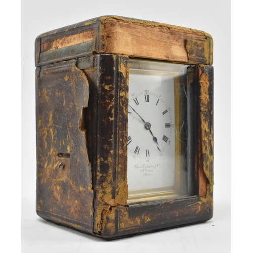 19 - Charles Frodsham & Co., Paris - a late 19th / early 20th century brass carriage clock in leather... 