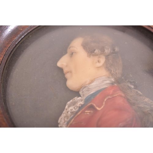 2 - Two 19th century Victorian wax portrait depicting King George II, framed & glazed. Portrait depi... 