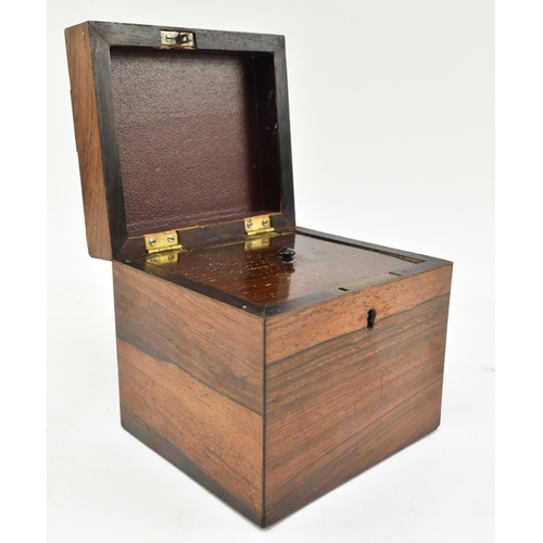 39 - A small 19th century Victorian Tunbridge ware mahogany tea caddy with singular compartment. The cadd... 