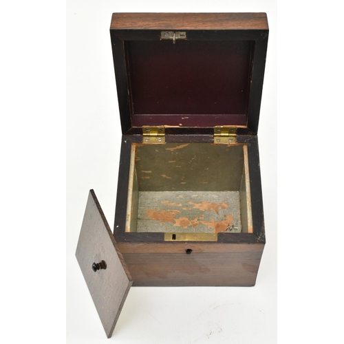 39 - A small 19th century Victorian Tunbridge ware mahogany tea caddy with singular compartment. The cadd... 