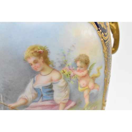 42 - Sevres Porcelain - a French 19th century hand painted porcelain & ormolu vase table lamp light. ... 