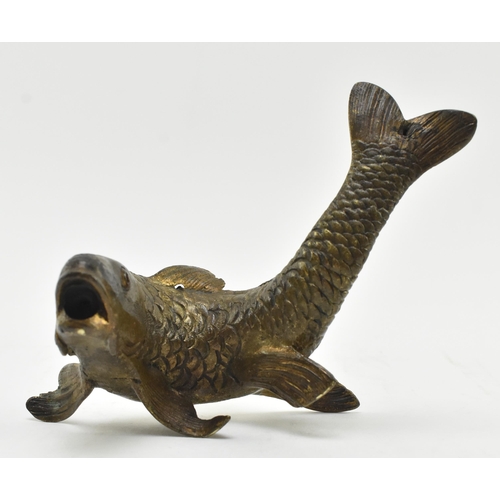 63 - A pair of 19th century lost wax bronze decorative fish figures / paperweights. Each depicting a fish... 