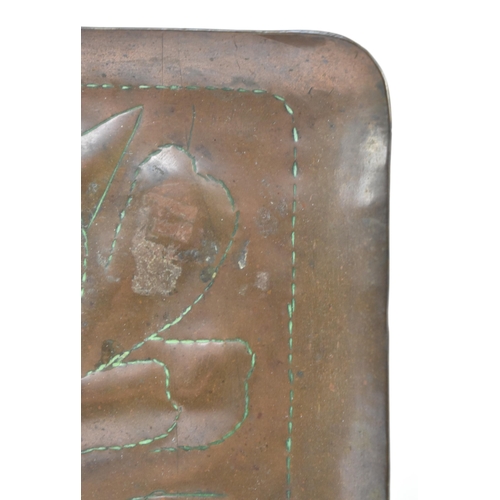 89 - Cornish Copper - an Arts and Crafts believed Newlyn hand embossed copper trinket / pen tray. The tra... 