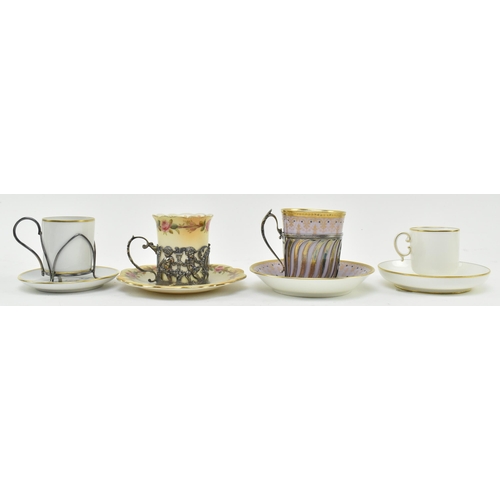 92 - A collection of four English & Continental 20th century silver mounted and porcelain coffee / ca... 