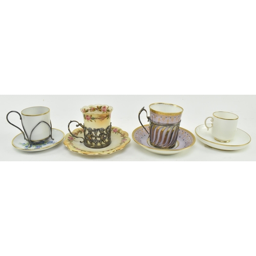 92 - A collection of four English & Continental 20th century silver mounted and porcelain coffee / ca... 