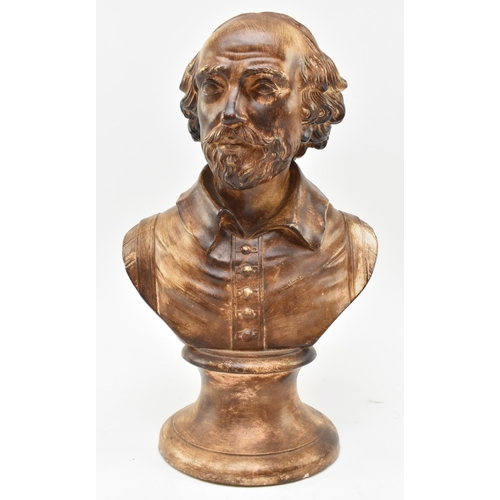 93 - A 19th century painted plaster bust of William Shakespeare. The portrait bust depicting the playwrig... 