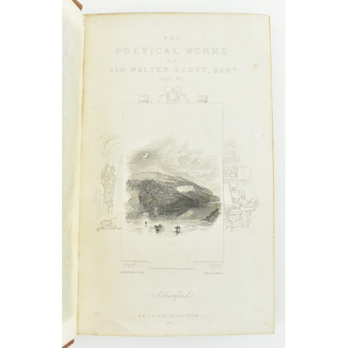 133 - Bindings:- Scott, Sir Walter. Two 19th century sets of the poetical works of Sir Walter Scott, compr... 