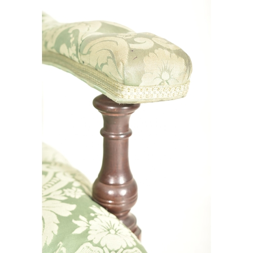 184 - In the manner of Howard & Sons - A Victorian 19th century mahogany & Damask upholstered armc... 