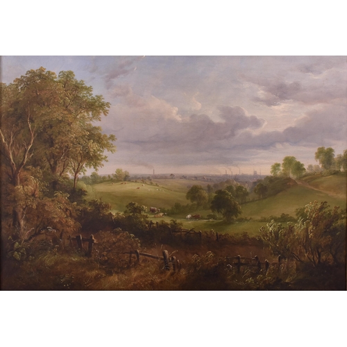 185 - Circle of William Linton RBA (English school, 1791-1876) - Distant View of Sheffield - a 19th centur... 