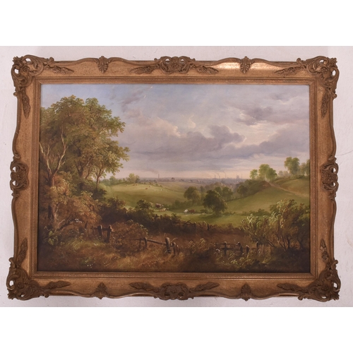 185 - Circle of William Linton RBA (English school, 1791-1876) - Distant View of Sheffield - a 19th centur... 