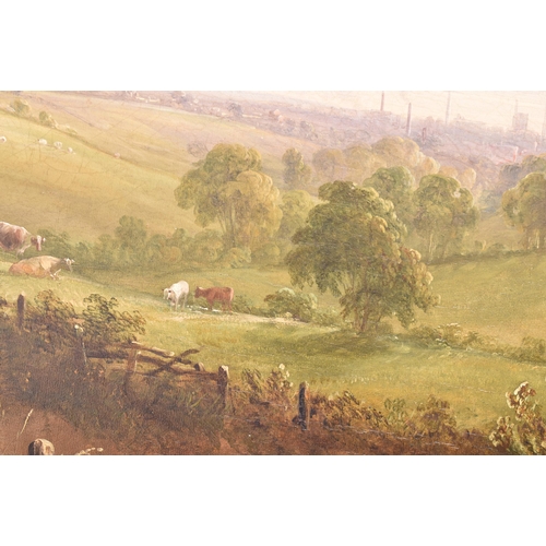 185 - Circle of William Linton RBA (English school, 1791-1876) - Distant View of Sheffield - a 19th centur... 