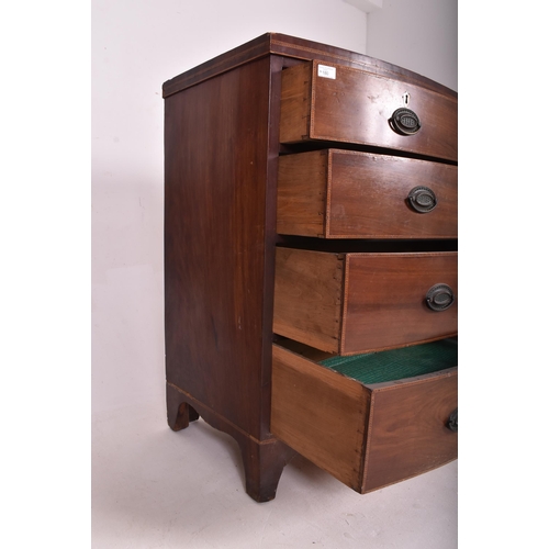 199 - A George III 19th century mahogany inlaid bow front chest of drawers. The chest having a caddy top o... 