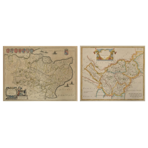 227 - United Kingdom. Two 17th century copper engraved maps depicting British counties. The lot comprising... 