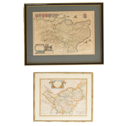 227 - United Kingdom. Two 17th century copper engraved maps depicting British counties. The lot comprising... 