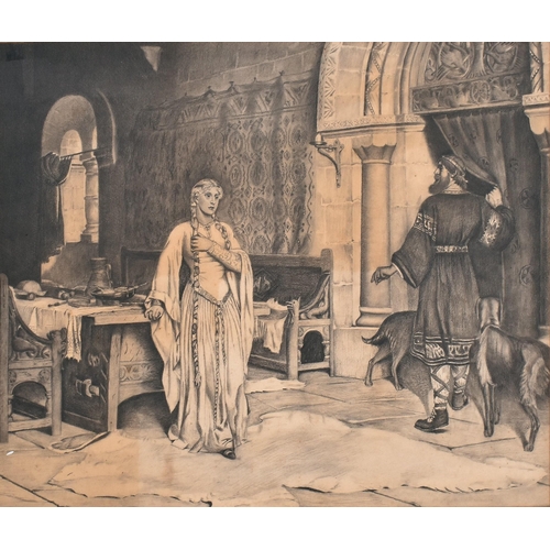 228 - After Edmund Leighton (1852-1922) - A late 19th / early 20th century Pre-Raphaelite graphite pencil ... 