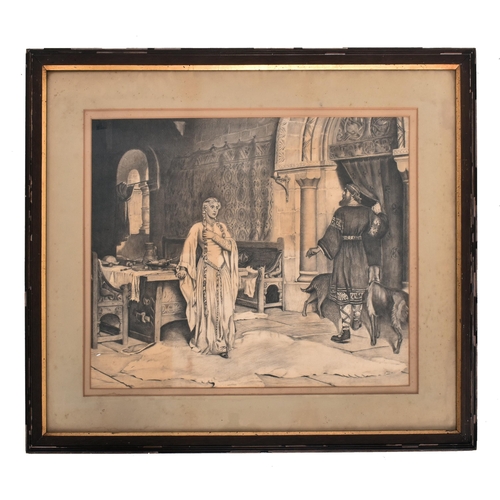 228 - After Edmund Leighton (1852-1922) - A late 19th / early 20th century Pre-Raphaelite graphite pencil ... 