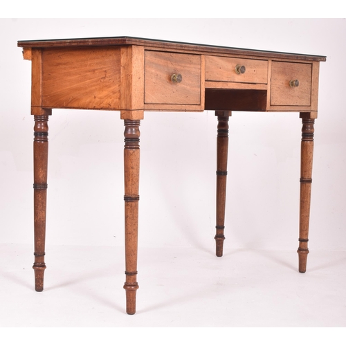 229 - A George III 19th century mahogany inlaid writing table desk. The desk having a rectangular top with... 