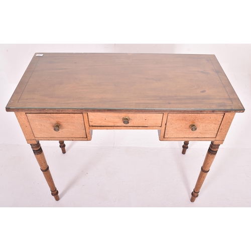 229 - A George III 19th century mahogany inlaid writing table desk. The desk having a rectangular top with... 