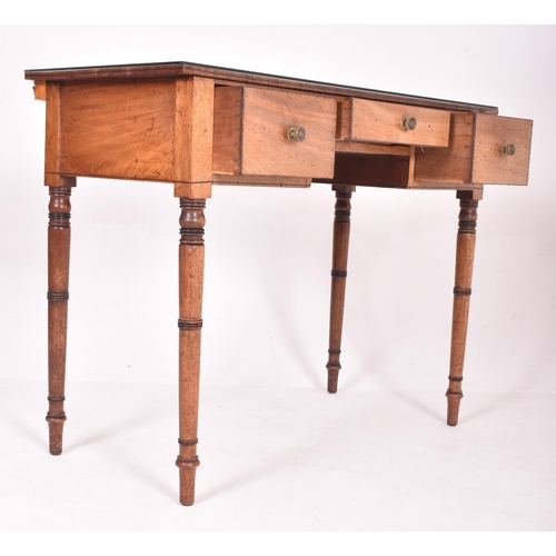 229 - A George III 19th century mahogany inlaid writing table desk. The desk having a rectangular top with... 