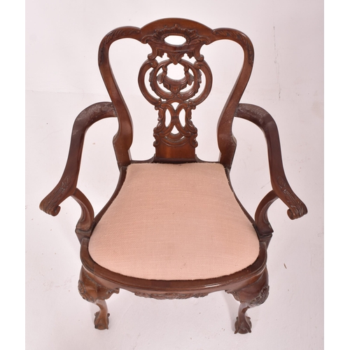 233 - A 20th century mahogany Chippendale inspired miniature / apprentice piece carved chair. The chair ha... 