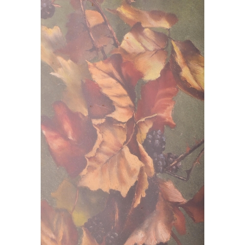 236 - M. L. Thomas - An early 20th century Edwardian oil on canvas painting depicting a branch of autumn l... 