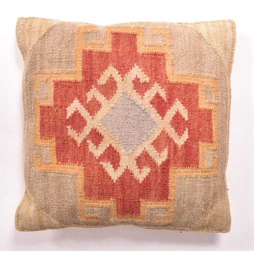 244 - A collection of country house matched set of seven late 20th-century Kilim carpet squab cushions. Si... 