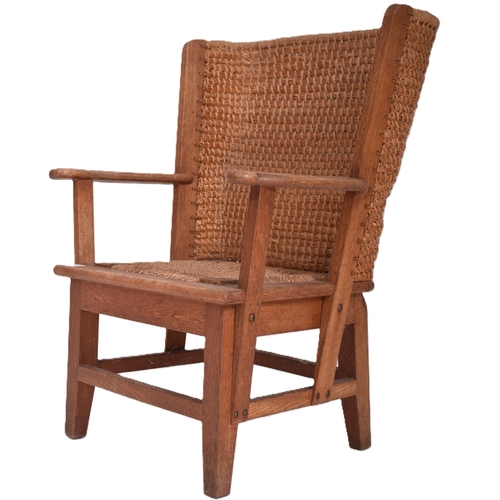 267 - A Scottish Orkney Highland early 20th century oak & seagrass woven back children's chair in the ... 