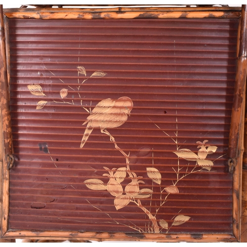 275 - An Aesthetic Movement late Victorian bamboo Chinoiserie fold out occasional side table. The table ha... 