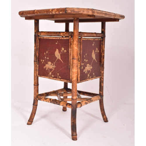 275 - An Aesthetic Movement late Victorian bamboo Chinoiserie fold out occasional side table. The table ha... 