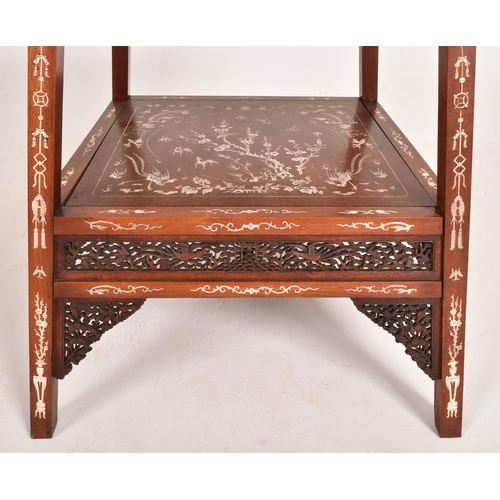 277 - A Chinese early 20th century circa 1900 bone inlaid and ebonised wood side occasional table. The tab... 