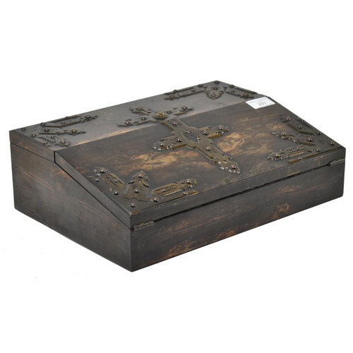 280 - A 19th century Victorian coromandel brass mounted Gothic revival writing slope box. The writing slop... 