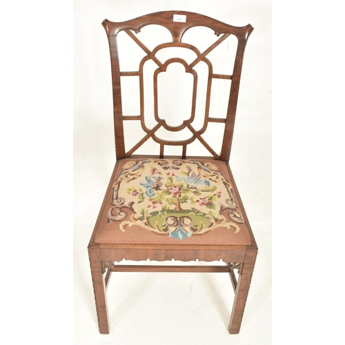 288 - A Chinese Chippendale late 18th / 19th century mahogany dining chair. The chair having a pierced web... 