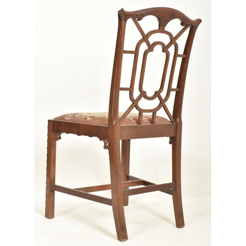 288 - A Chinese Chippendale late 18th / 19th century mahogany dining chair. The chair having a pierced web... 