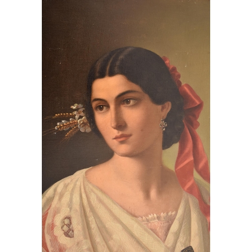 289 - F. Flosi (Italian 19th century) - A 19th century oil on canvas portrait painting of lady. The portra... 