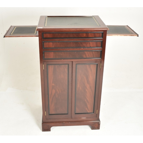 294 - A contemporary bespoke-made mahogany upright pedestal cupboard / chest. Tooled leather top with a li... 