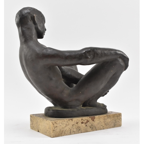 298 - Siegfried Charoux (Austrian, 1896–1967) – A 20th century bronze sculpture of seated young male. Sign... 