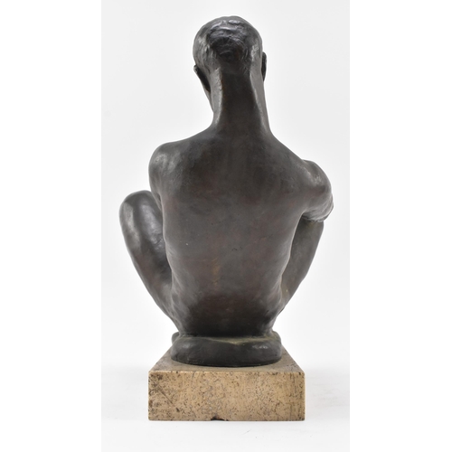 298 - Siegfried Charoux (Austrian, 1896–1967) – A 20th century bronze sculpture of seated young male. Sign... 