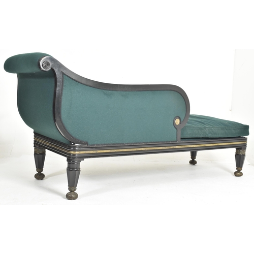 318 - A contemporary bespoke made French empire chaise lounge / daybed in the Regency taste. The chaise ha... 