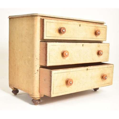 332 - A 19th century Victorian scumble-painted pine chest of drawers. The chest having a bank of three dra... 