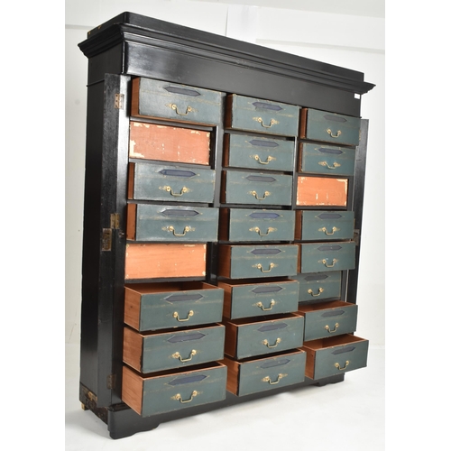 335 - A 19th century Victorian large Barristers three section bank filing cabinet chest of drawers. The de... 