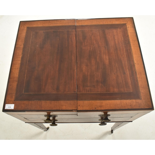 339 - A George III early 19th century mahogany & satinwood crossbanded inlaid fold out gentleman's van... 