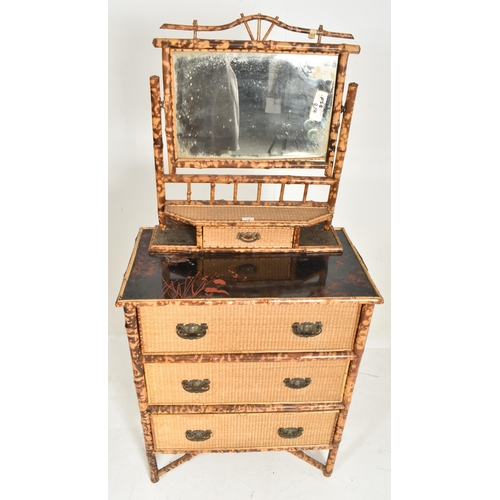 348 - A 19th century Victorian Aesthetic Movement Japanned bamboo dressing table chest of drawers. The dre... 