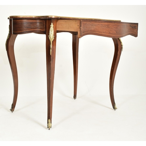 349 - A French Empire style early 20th century mahogany veneered & ormolu marquetry side table. The ta... 