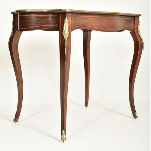 349 - A French Empire style early 20th century mahogany veneered & ormolu marquetry side table. The ta... 