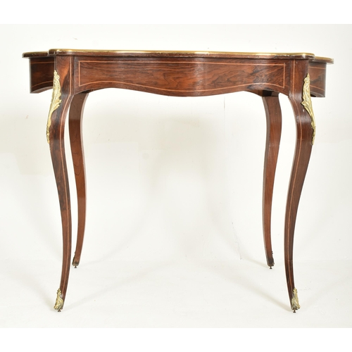 349 - A French Empire style early 20th century mahogany veneered & ormolu marquetry side table. The ta... 