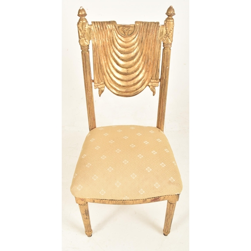 369 - A French Continental 20th century giltwood & gess odecorative theatre chair. The chair having tu... 