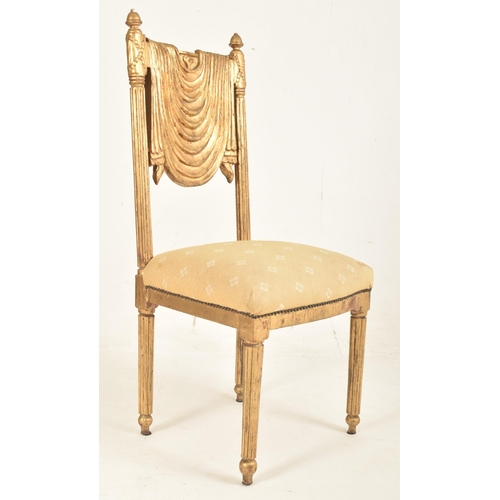 369 - A French Continental 20th century giltwood & gess odecorative theatre chair. The chair having tu... 