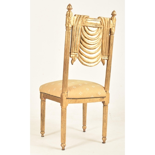 369 - A French Continental 20th century giltwood & gess odecorative theatre chair. The chair having tu... 