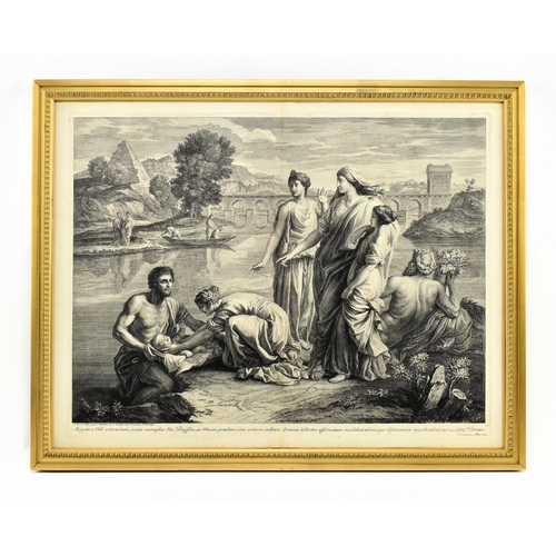 388 - Pierre Jean Mariette after Nicolas Poussin - Moysen e Nilo extractum - An 18th century engraving of ... 